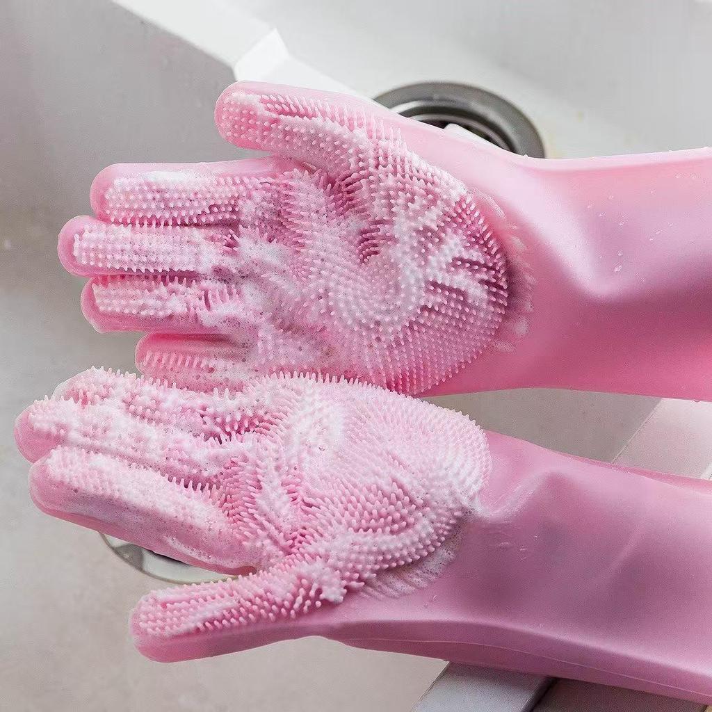 Silicone Dishwashing & Pet Bathing Gloves - Waterproof, Durable, Anti-Scratch for Women
