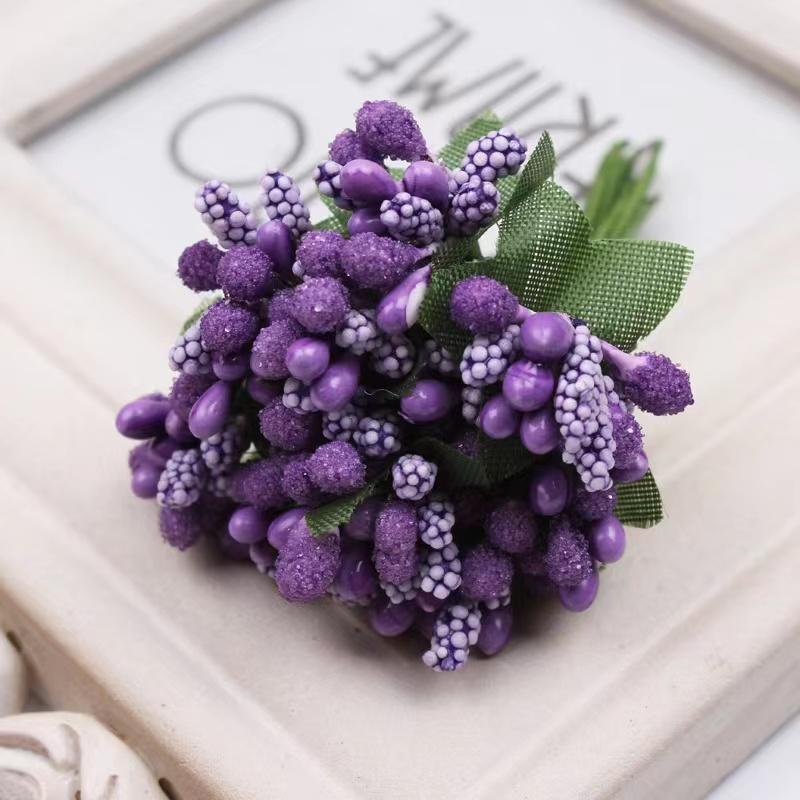 12 STK/Parti Kunstig Blomst Små Bær Pollenbærer Stilk av Ståltråd/Bryllupsblader DIY Krans Roser Kunstig Blomst