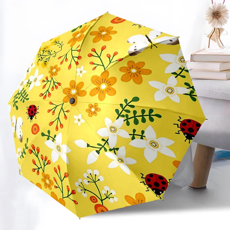 1pc Floral Pattern Automatic Folding Umbrella. Portable collapsible design, Best birthday festival gift yy250924122