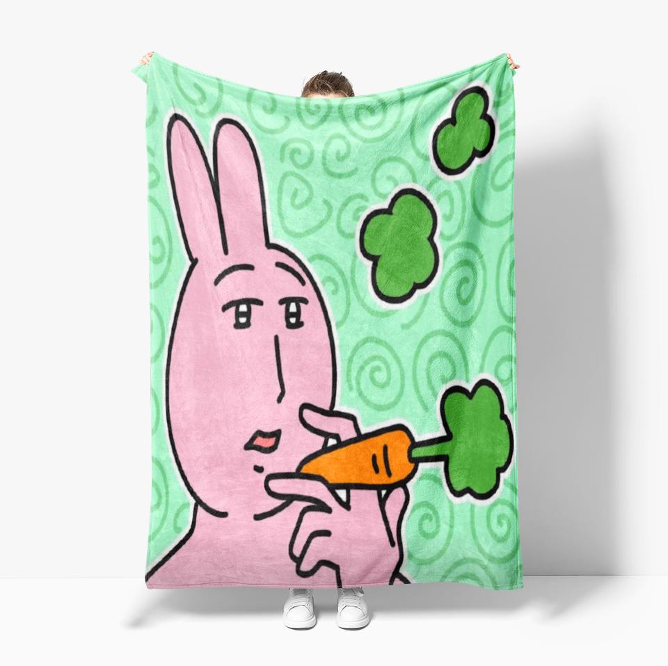 Cute Pink rabbit Series Blanket Cartoon Print Warm Flannel Soft Comfortable Home Travel Bed Blanket Birthday Couple kids Gift