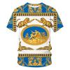 Men's Baroque Style Animal & Ornament Print Short Sleeve T-shirts Summer Round Neck Fashionable Casual Men's T-shirts