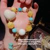 Flower Silk Liu Color Red Glue Flower Fox Small Waist Crystal Flower Bracelet, New Chinese Style, Yellow God Of Wealth Blessing Bead Sweater Chain