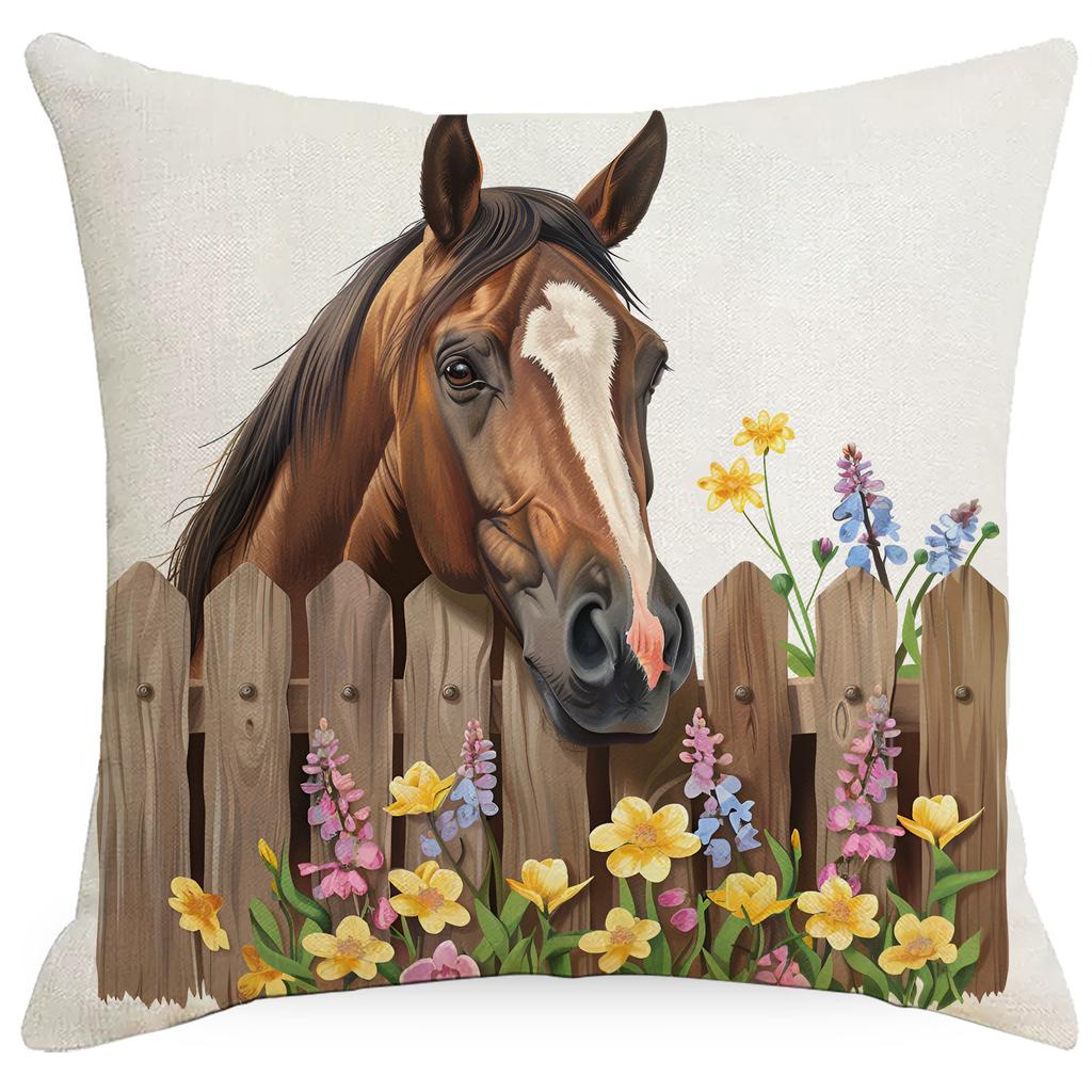 Spring Farm Animal Cow Rabbit Dog Pillowcase Home Decoration Balcony Cushion Decoration Pastoral