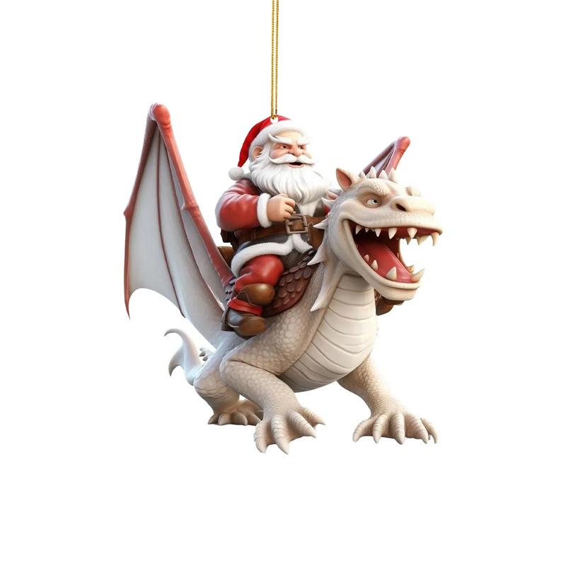 Santa Dinosaur Hanging Ornament for Christmas Tree & Home Decoration