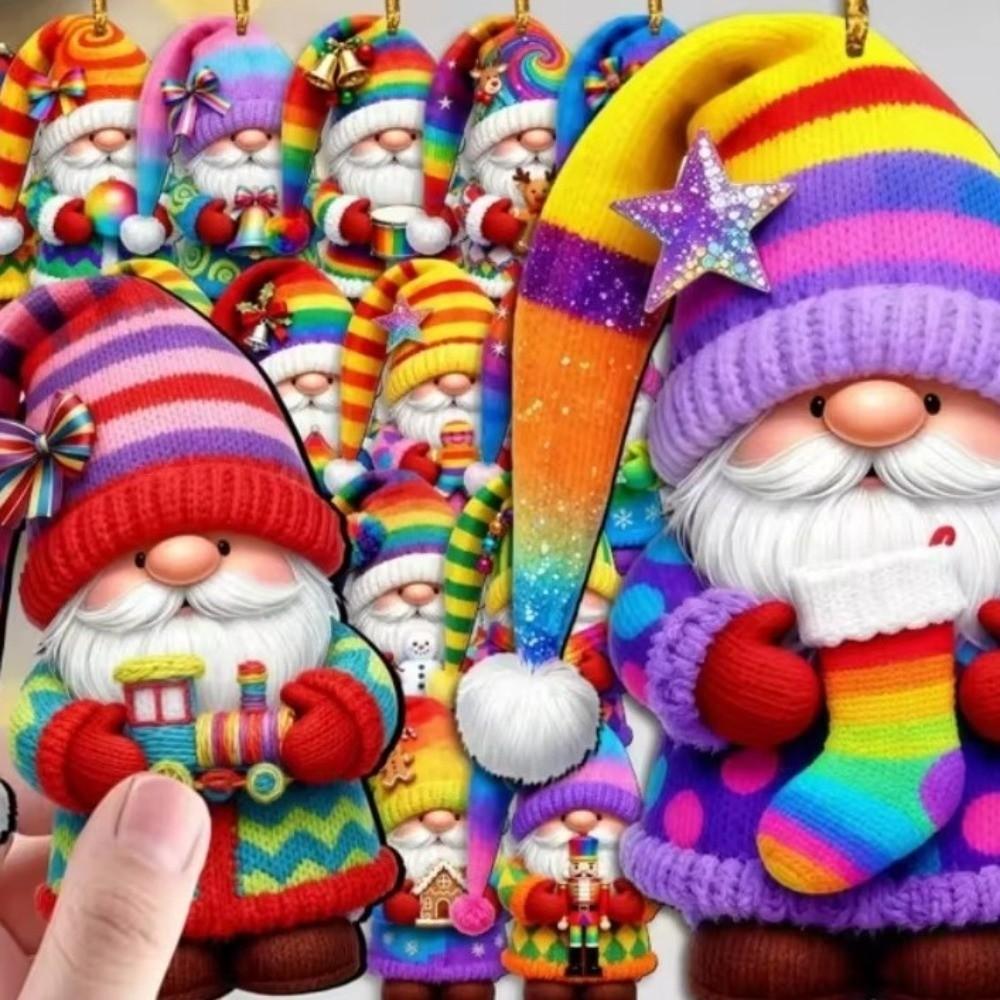 16 Pieces Set 2D Design Xmas Decor Elements Santa Claus Santa Claus Ornaments Christmas Tree