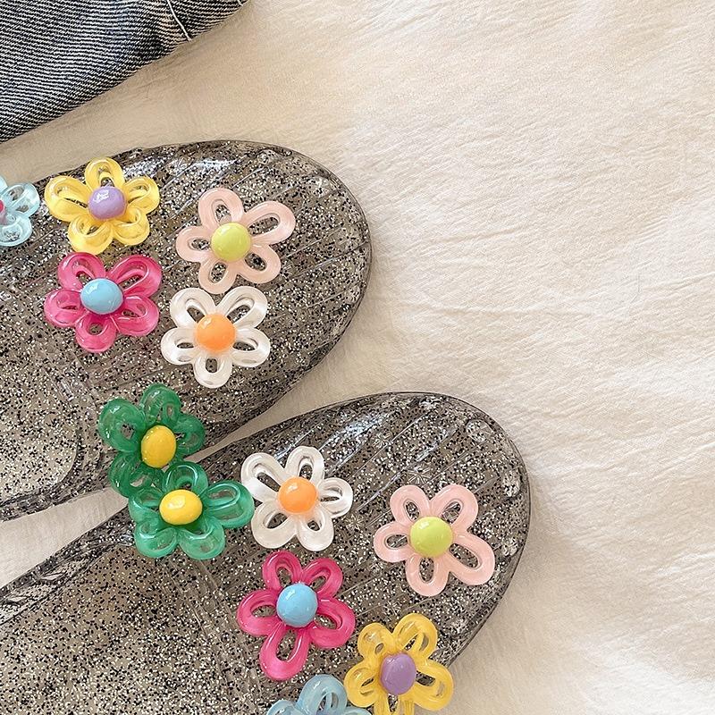 Scarpe Casual da Donna di Tendenza Scarpe Traforate Pantofole Sandali a Punta Quadrata Infradito Piatte Trasparenti
