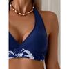 Vintage Navy Floral Print Bikini Set 2026 Women Push Up Bra High Waist Swimsuit Summer Bathing Suit Holiday Two Piece Swimwear