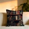 Book Shelf  Pattern Pillow Case Square DoubleSided Sofa Cushion Cover Bedroom Bedside Pillow