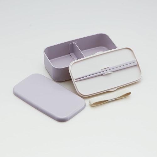 Skater PLB6HB Biomass Bento Box with Chopsticks, 600ml Capacity, Lunch Belt Included, Dishwasher and Microwave Safe, Made in Japan, Sepia Lavender