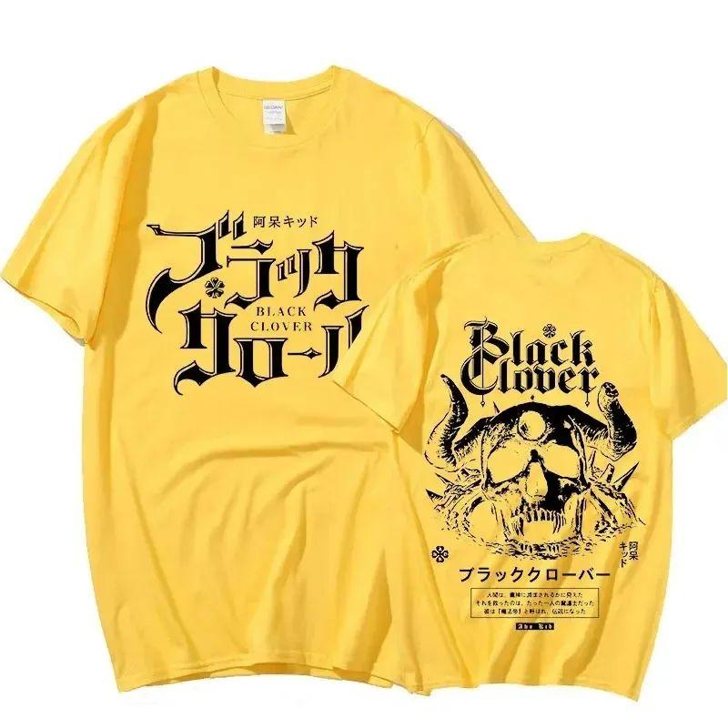 Black Clover Double-sided Printing Funny Anime T-shirt Graphic Printed T Shirt Casual Loose Cotton Streetwear Cool Tshirt Unisex