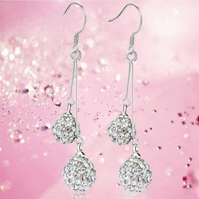 925 Sterling Silver Earrings Snowyprincess Double-Layer Ear Fashion Fine Silver Jewelry
