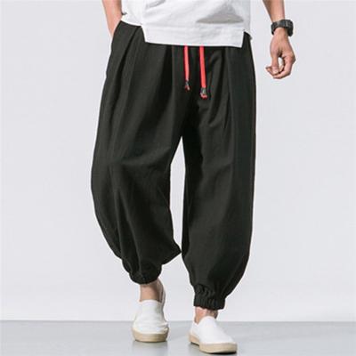 Men's Casual Loose Linen Pants Trousers Autumn Elastic Waist Jogging Pants