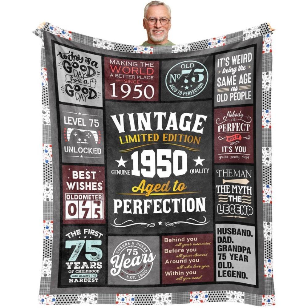 80. Geburtstag Geschenkdecke Druck Weiche und Bequeme Flanelldecke für Sofa Bett Wohnzimmer