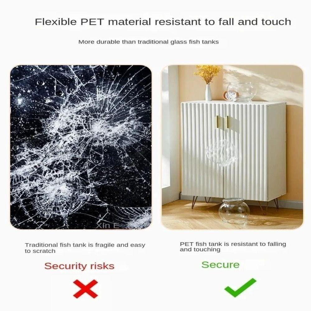 Transparent Small Fish Bowl Round Goldfish Tank Portable Viewing Tank  Home Decor