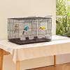 VEVOR Bird Cage, 18 In, Small Parakeet Cage with Divider, Sturdy Metal Bird Flight Cage, Travel Birdcage with 5 Perches & 4 Feeding Cups