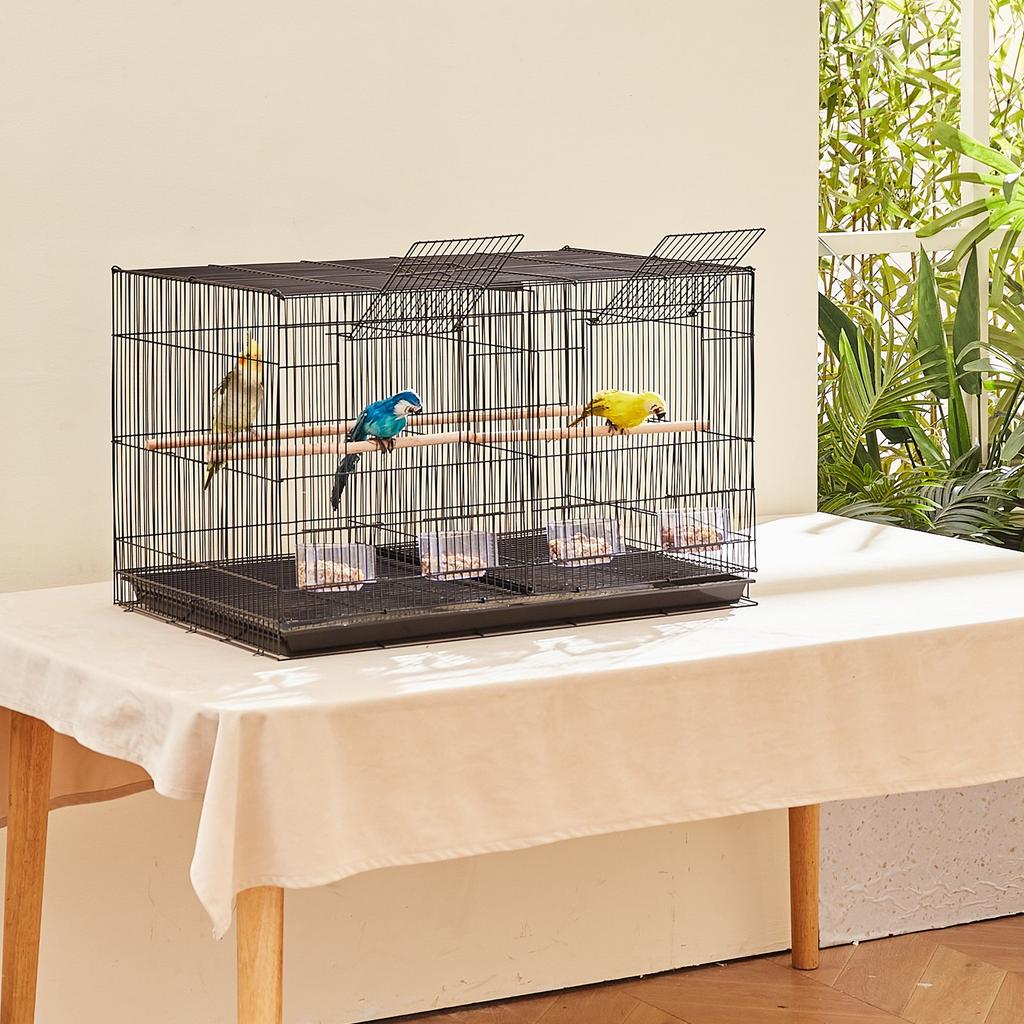 VEVOR Bird Cage, 18 In, Small Parakeet Cage with Divider, Sturdy Metal Bird Flight Cage, Travel Birdcage with 5 Perches & 4 Feeding Cups
