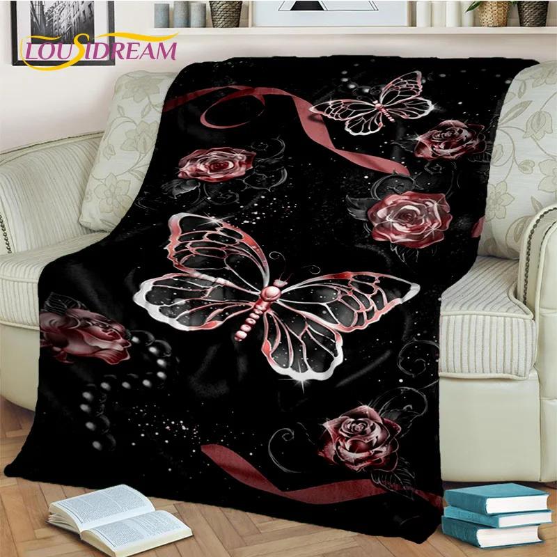 Dream Butterfly Flower Cartoon Blanket,Soft Throw Blanket for Home Bedroom Bed Sofa Picnic Travel Office Rest Nap Cover Blanket