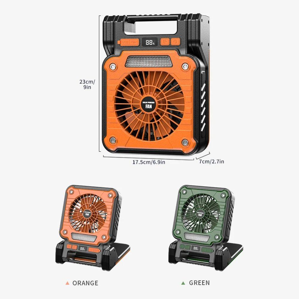 Folding Design Camping Fan Green/Orange Solar Electric Fan LED Camping Light  Car Camping