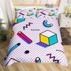 Retro 80s Style Bedding Set Twin King Size Abstract Geometric Pattern Duvet Cover Set Microfiber Circle And Triangle Quilt Cover