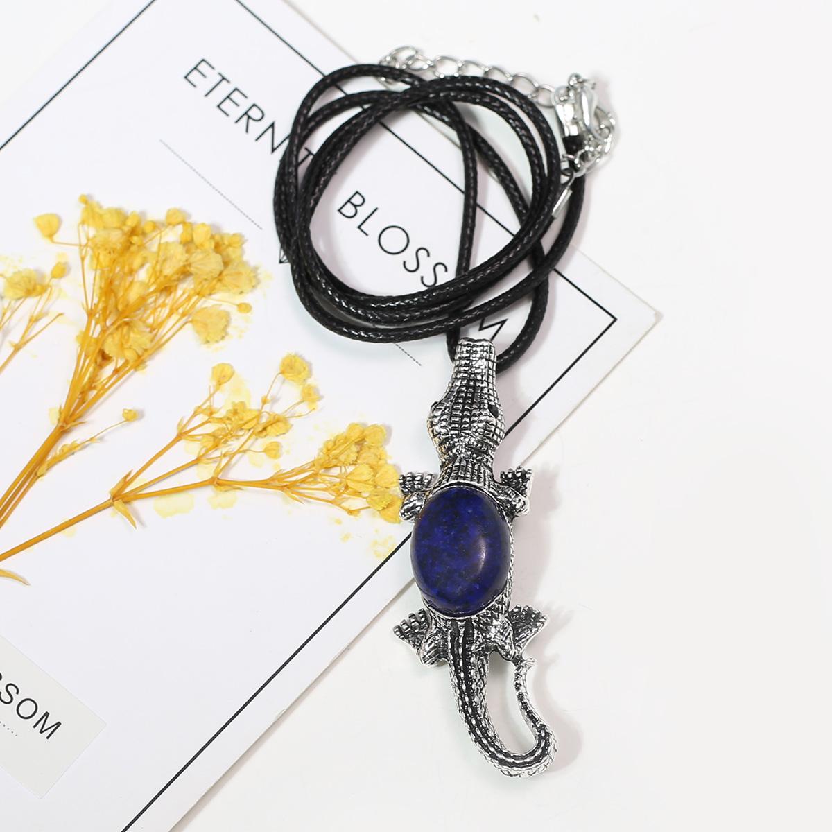 

1 шт. Модне намисто з кристалами з натурального каменю, підвіска, намиста з ланцюжками з крокодилової мотузки для жінок, ювелірні вироби 20×67 мм 1Pcs/Lapis lazuli