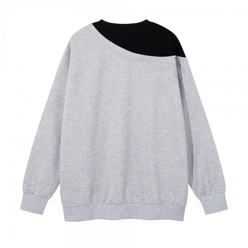Unisex Oversized Retro Streetwear Hoodie With Asymmetrical Shoulder Seam Design Cotton Blend Pullover Fall
