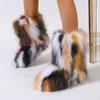 Fashion Female Winter Warm Plush Platform Shoes Furry Faux Fur Bottes Luxury Boots New Fashion Fox Fur Boots Women Fluffy Fur Snow Boots