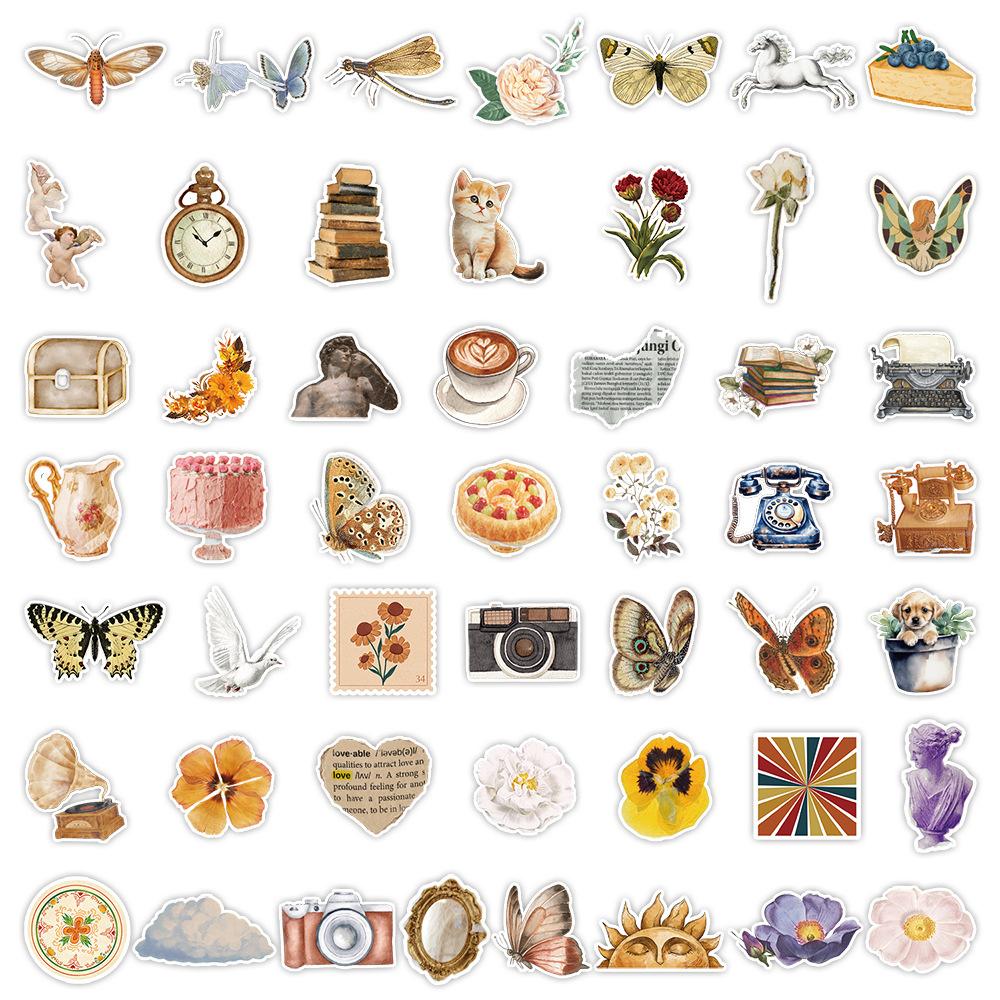 50 Retro Graffiti Stickers Notebooks Palette Case DIY Decorative Stickers Waterproof Creative Children's Girl Stickers