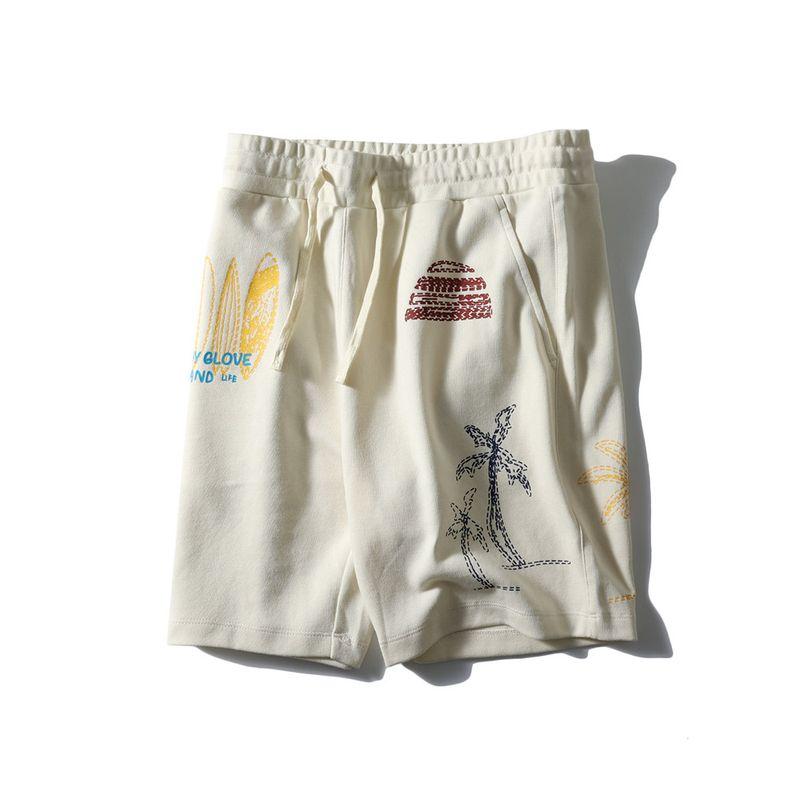 American Hawaiian Resort Style Graffiti Beach Shorts Men's Summer Knitted Five-Point Pants Foreign Trade Men's Casual Pants