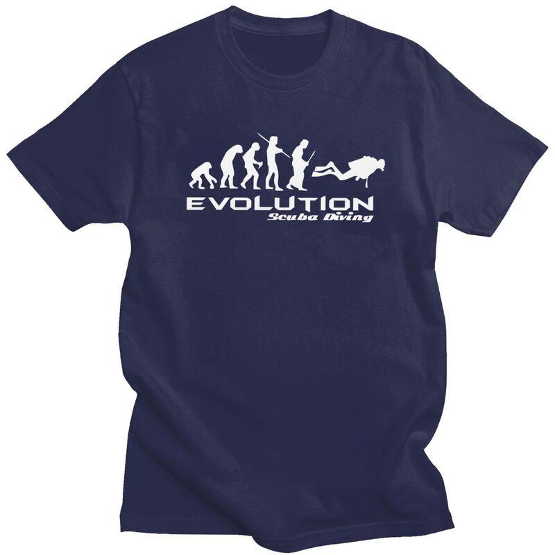 Custom Evolution Of Scuba Diving T Shirt for Men Pure Cotton Tshirt Casual Tee Funny Underwater Dive Diver Gift Tshirt Slim Fit