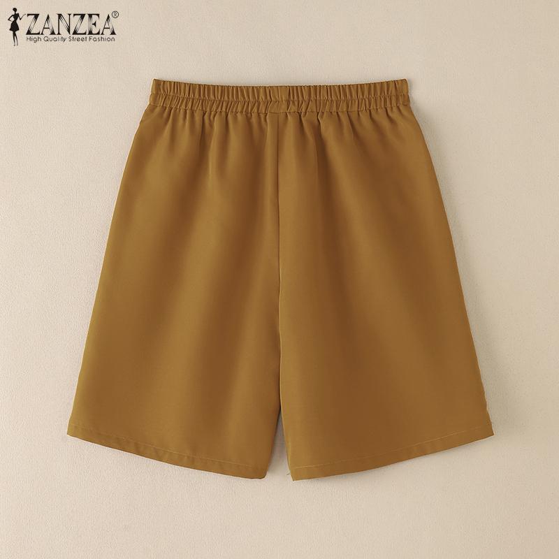 ZANZEA Women Casual Loose with Pocketed Elastic Waist Shorts