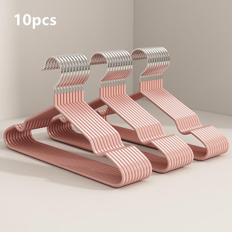 10Pcs Traceless No-slip Clothes Metal Hangers Durable Strong Household Space Saver For Organization Of Bedroom