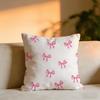 Beautiful Pink Bow Cherry Cushion Cover Cozy Velvet Throw PillowSoft Warm Cushion For Sofa  Bed