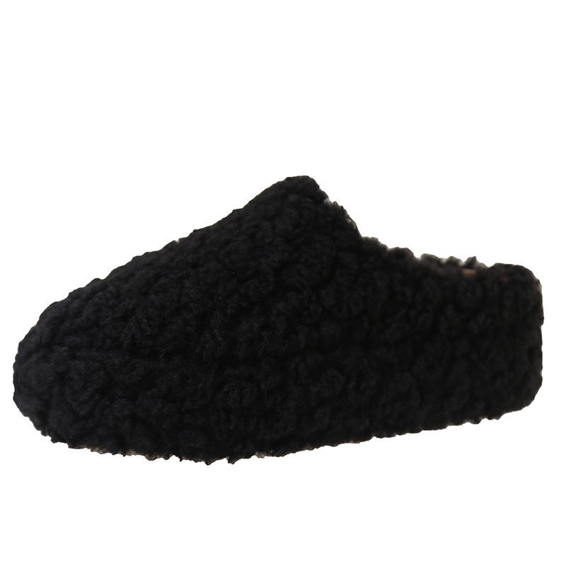 

Lamb wool slippers women s wear 2025 new winter Korean version flat-bottomed lazy Muller shoes with velvet bag head half drag 35
