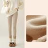 Høst Vinter Kaninfleece Haifinn Leggings Kvinner Casual Basic Tykkere Varm Leggings Brun Fleecefôret Tights