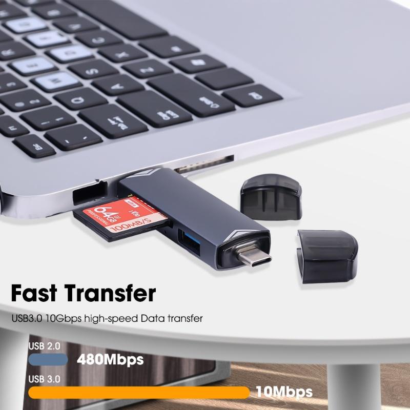 6 in1 OTG Card Reader USB 3.0 To Type C Micro USB Adapter Flash Drive Smart Memory Card Reader TF Camera Mini SD Cardreader