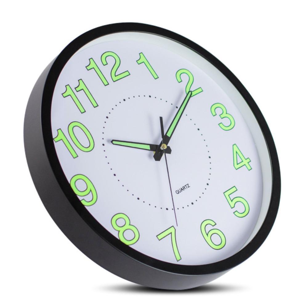 Modern 12inch Glow In The Dark Clock Energy-Saving Non-Ticking Silent Quartz Clock Hanging Plastic Wall Clock Bedroom