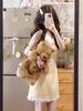 French Temperament Small Fragrant Style Doll Collar Sleeveless Dress Women's Summer Waist Thin Rich Daughter Yellow Short Skirt
