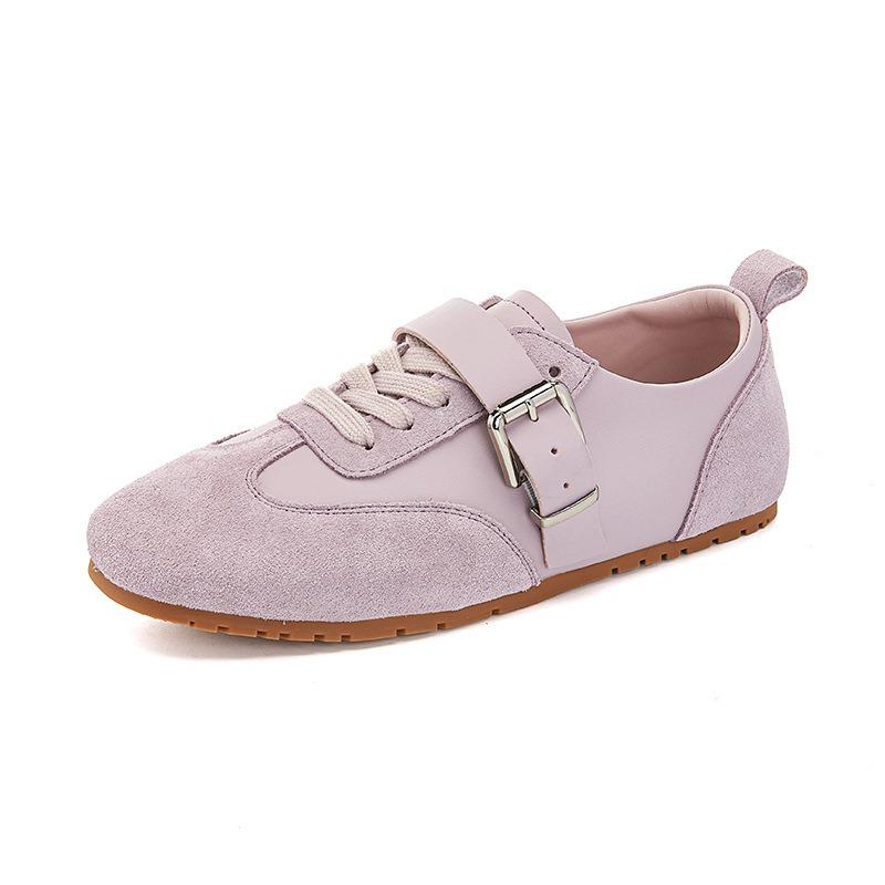 Insole Leather Women's Autumn New Flat-bottomed Sports Little White Shoes Casual Buckle Women's Shoes
