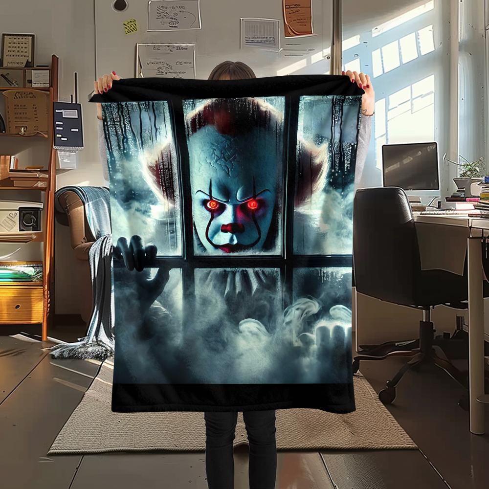 1Pc Horror Killer Print Flannel Blanket, High quality Comfortable for All Seasons, Home Decor, Warmth and Comfort, Perfect for Christmas Gifts