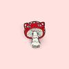 Mini Red Mushroom & Frog Smiley Face Brooch - Cute Cartoon Design Badge