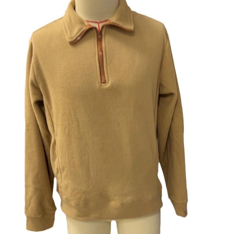 Felpa in pile da uomo con collo alto e mezza cerniera, felpe con cappuccio, polo a maniche lunghe, allenamento sportivo