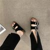 fashion 2024 Hot Sale Shoes for Women Plus Size Women's Slippers Fashion Belt Buckle Casual Slippers Women Summer Peep Toe Flat Slippers