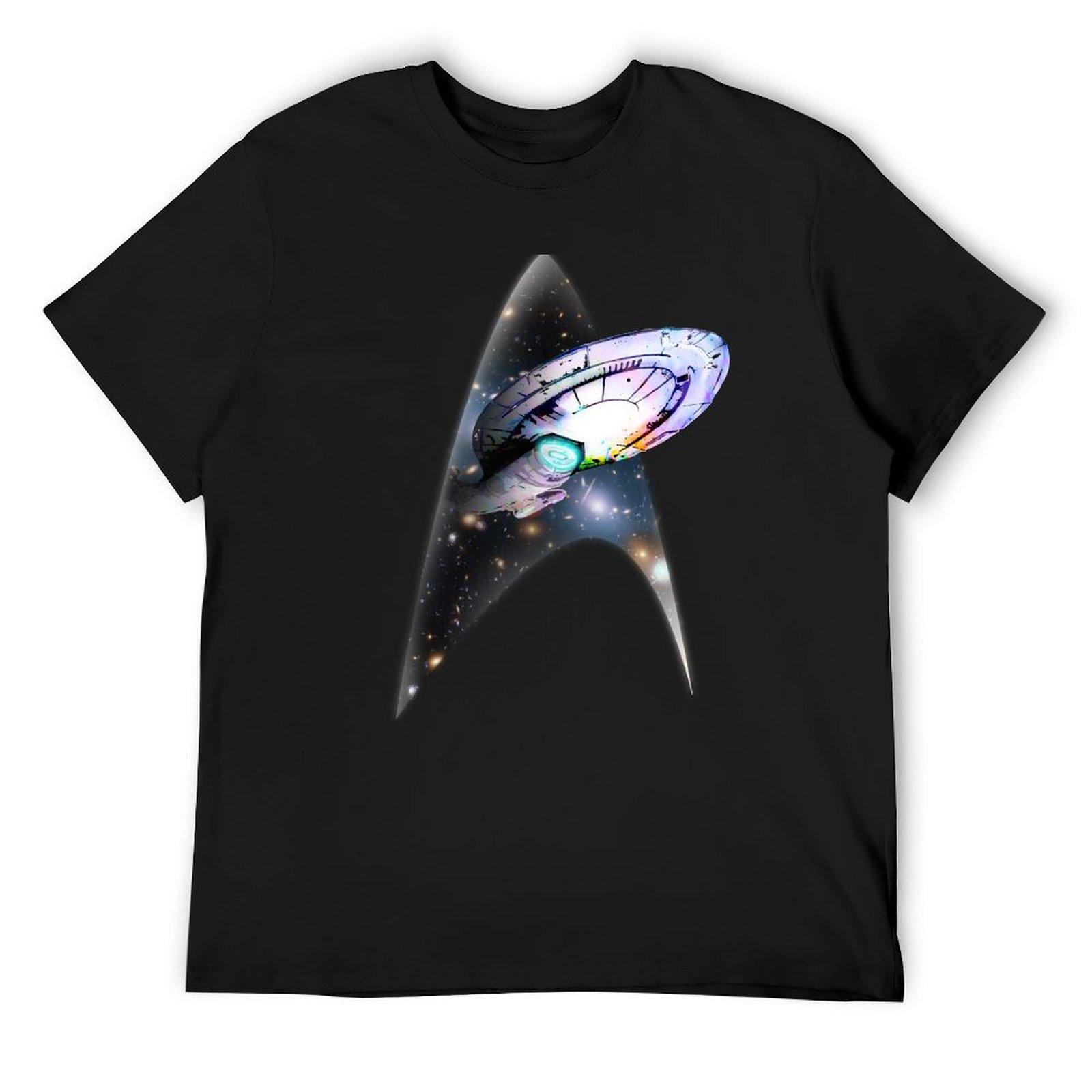 Звездный путь: Футболка Voyager Rainbow Watercolor Galactic Starship Insignia Мужская футболка Топы Смешные подарки Футболка Мужская XL