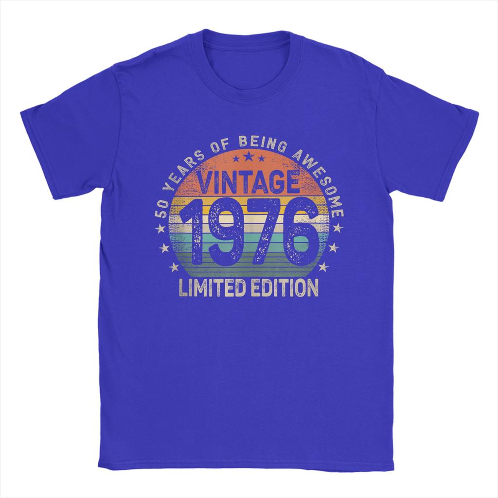 50 Years Old 1976 Vintage 50th Birthday Unisexs T Shirts Awesome Tee Shirt Short Sleeve Round Collar TShirts Cotton Adult Tops