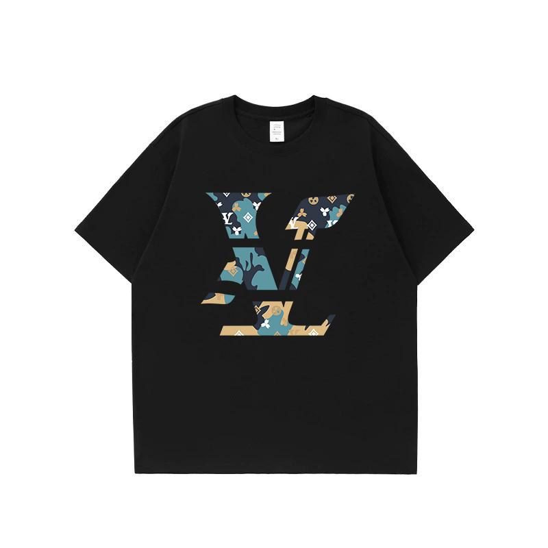 

New American street men s letter printed pure cotton short sleeved T-shirt loose T-shirt casual round neck daily casual versatile top S