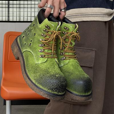 Stivali alla caviglia alla moda popolari da uomo, stivali alti in pelle scamosciata, scarpe alla moda da uomo per l'inverno, scarpe casual da esterno per affari, stivali da moto