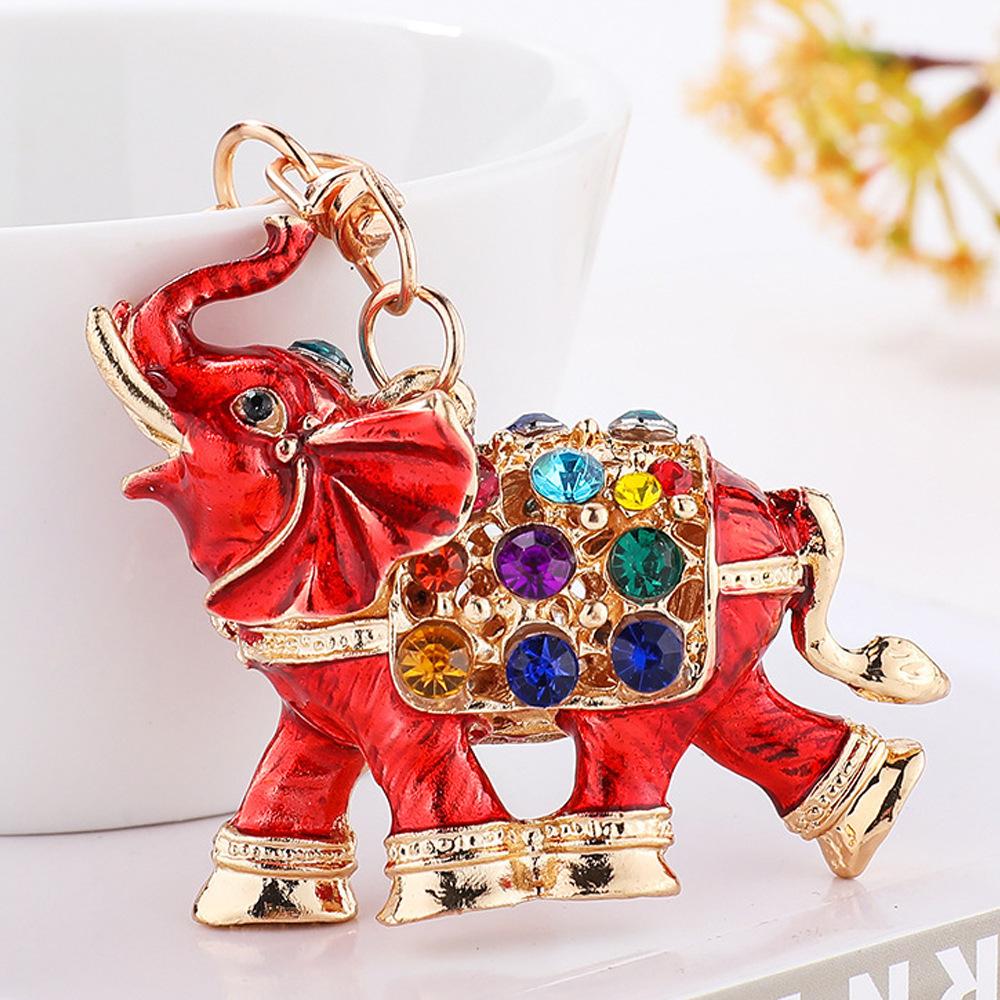 Thai Drip Oil Diamond War Elephant, Creative 3D, Elephant Car Keychain, Pendant, Small Gift
