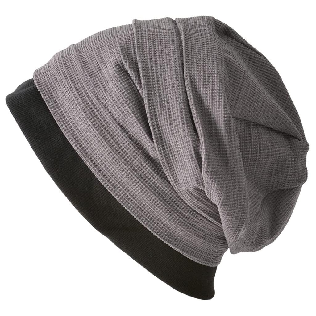 CHARM Deep Waffle Watch Cap [Free SizeCharcoal Gray] Large Size Stylish Hat Outdoor Cotton