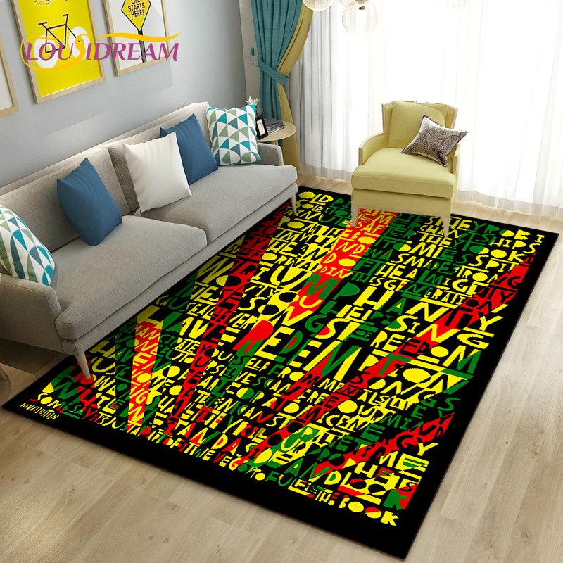 Reggae Music Jamaican Maple Leaf Area Rug,Carpet Rug for Living Room Bedroom Sofa Doormat Decoration,Kid Play Non-slip Floor Mat