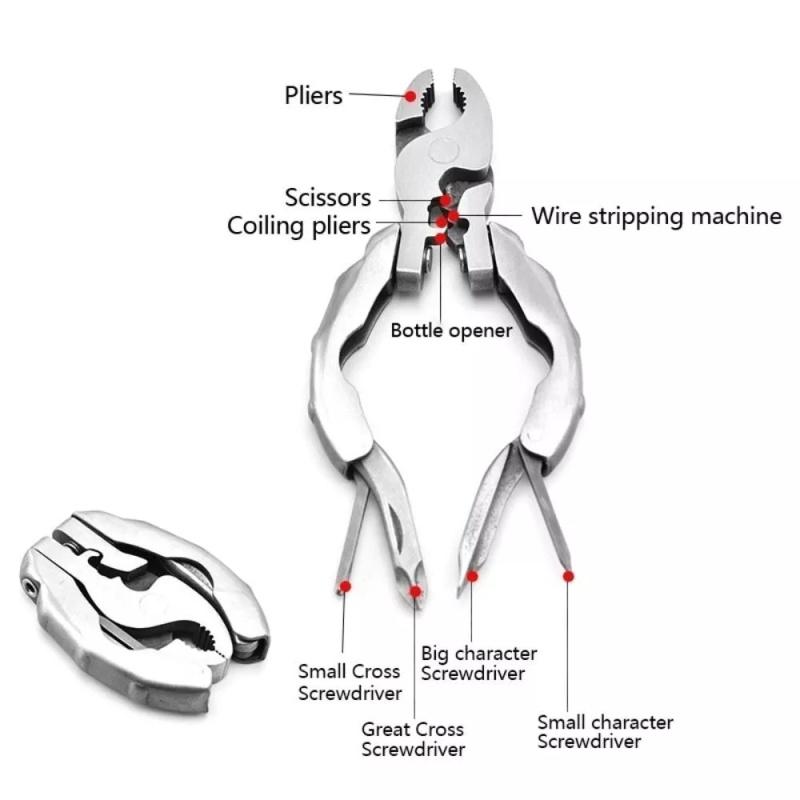 Pocket Pliers Wire Cutter 9 In 1 Keychain Pliers Camping Folding Screwdriver